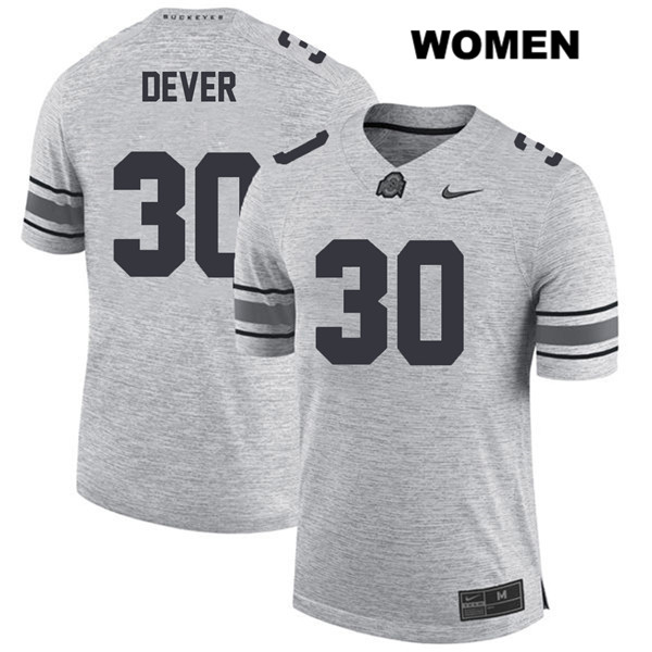 Ohio State Buckeyes Women's Kevin Dever #30 Gray Authentic Nike College NCAA Stitched Football Jersey EH19J35KQ